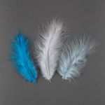 Перья декоративные 12-15 см, 5х24±2 шт, 25 белый/голубой/синий, Mr.Painter PLU-02