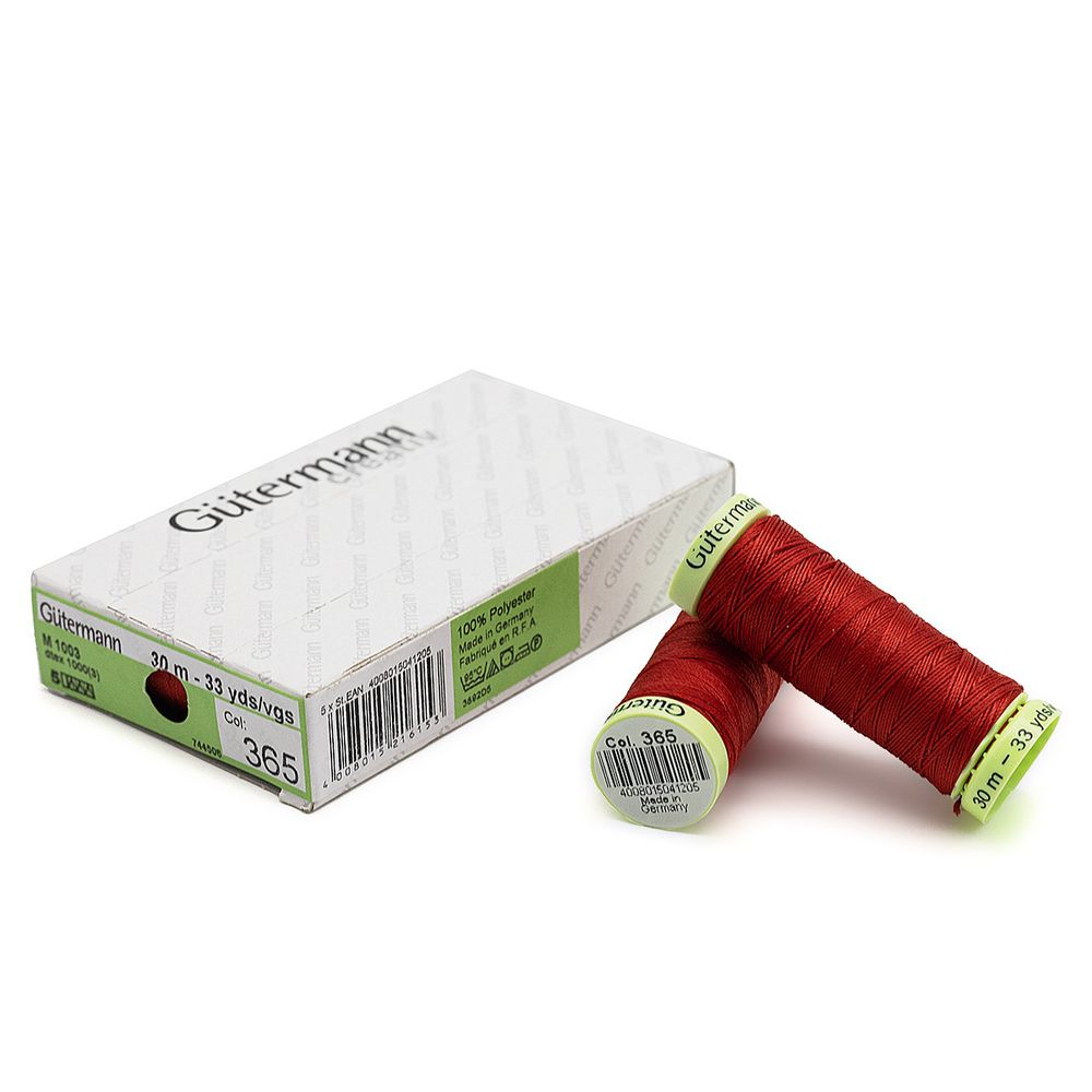 Нитки отделочные Gutermann Top Stitch, 30м, 365 ярко-алый, 5 катушек