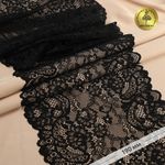 Кружево бельевое эластичное 190 мм / 10 м, 6378, цв.02 черный, Kruzhevo
