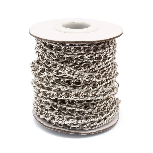 Цепь алюминиевая 7,7 мм, 5,1 мм, боб(10 м) (никель) K18310