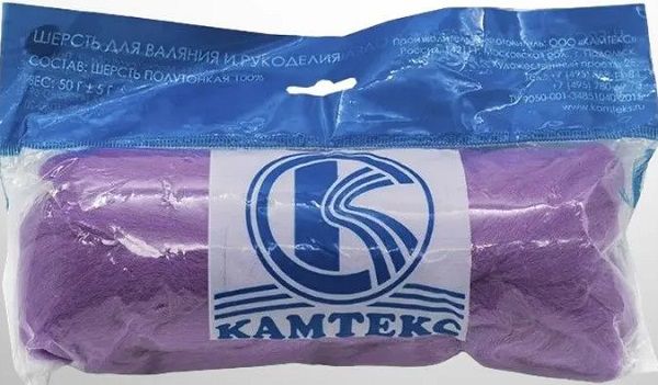 Шерсть для валяния Камтекс п/тонкая 1х50 г, (26-28 мкр), 179 орхидея