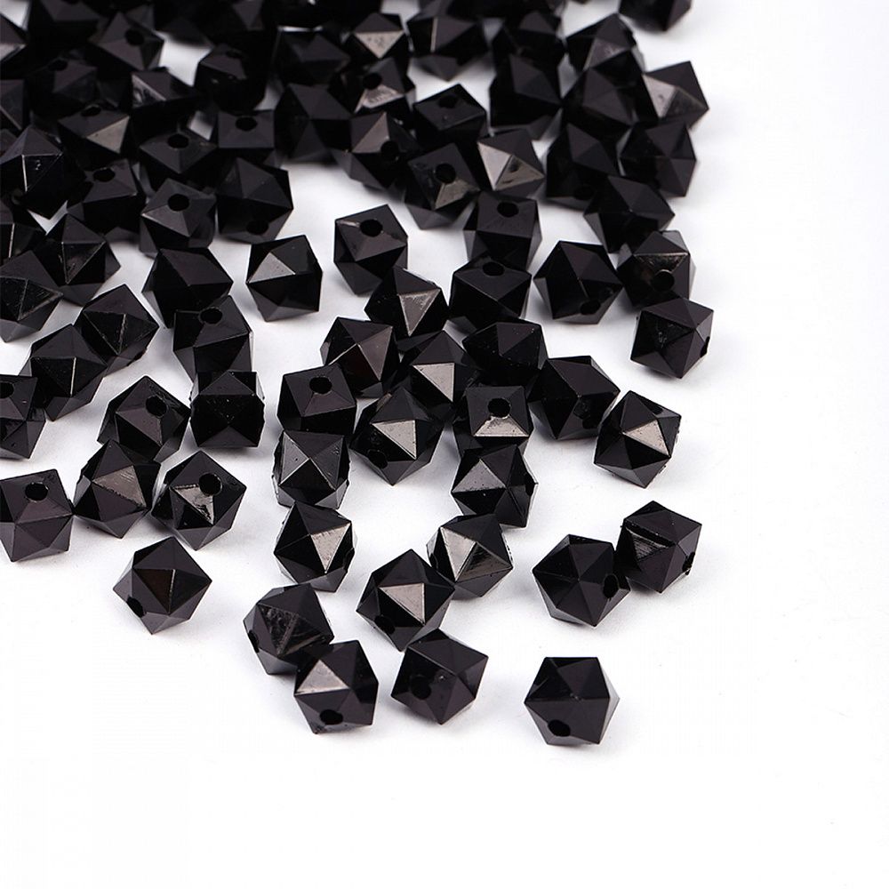 Бусины акриловые ⌀10 мм, 500 г, MG.3246-002, 002 черный