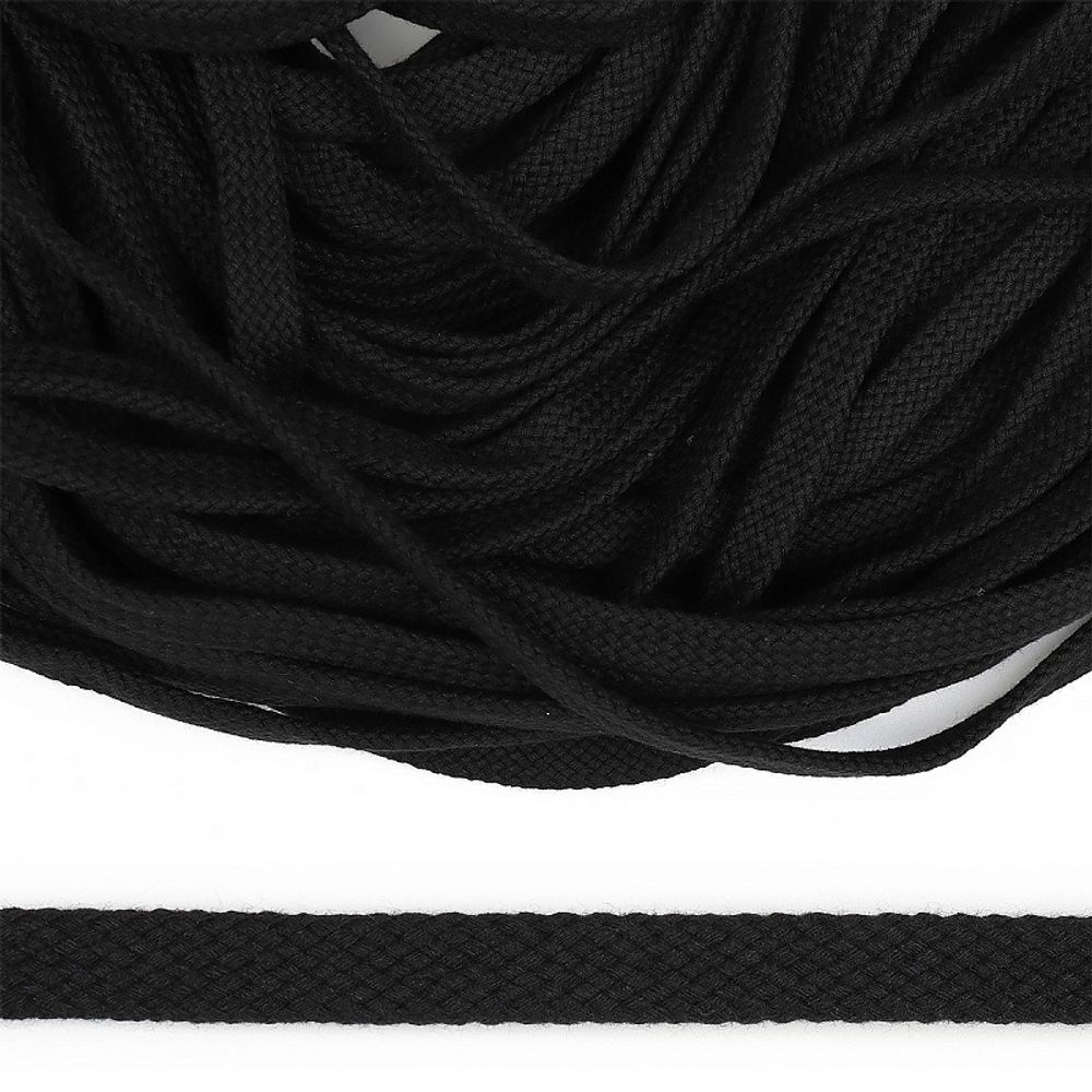Шнур плоский плетеный х/б 20.0 мм / 25 метров, турецкое плетение 032 черный