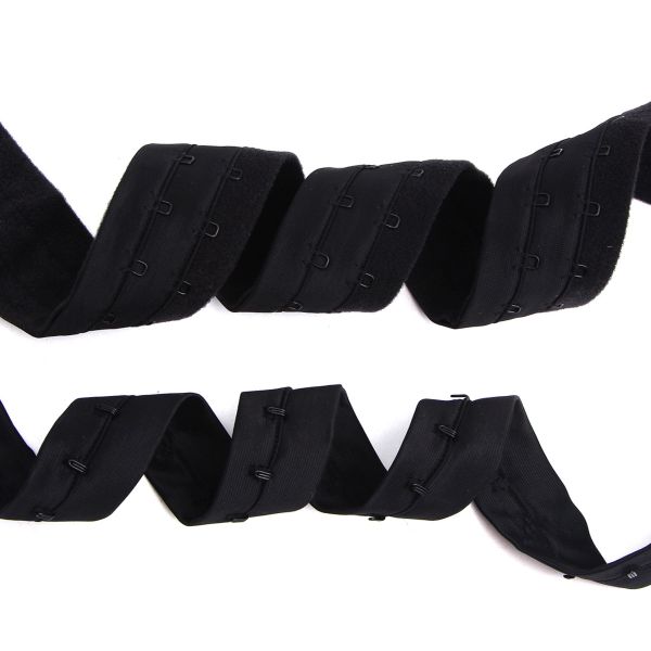 Застежки для бюстгальтера текстильные на ленте (2 ряда) 40 мм / 45.7 метра, шаг 15 мм, 34 г/м, черный, 7221-6035