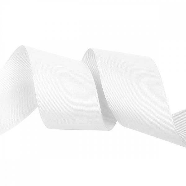 Лента репсовая (в рубчик) 50.0 мм, цв. 029 белый For Hobby, уп. 22.86м (±1м)