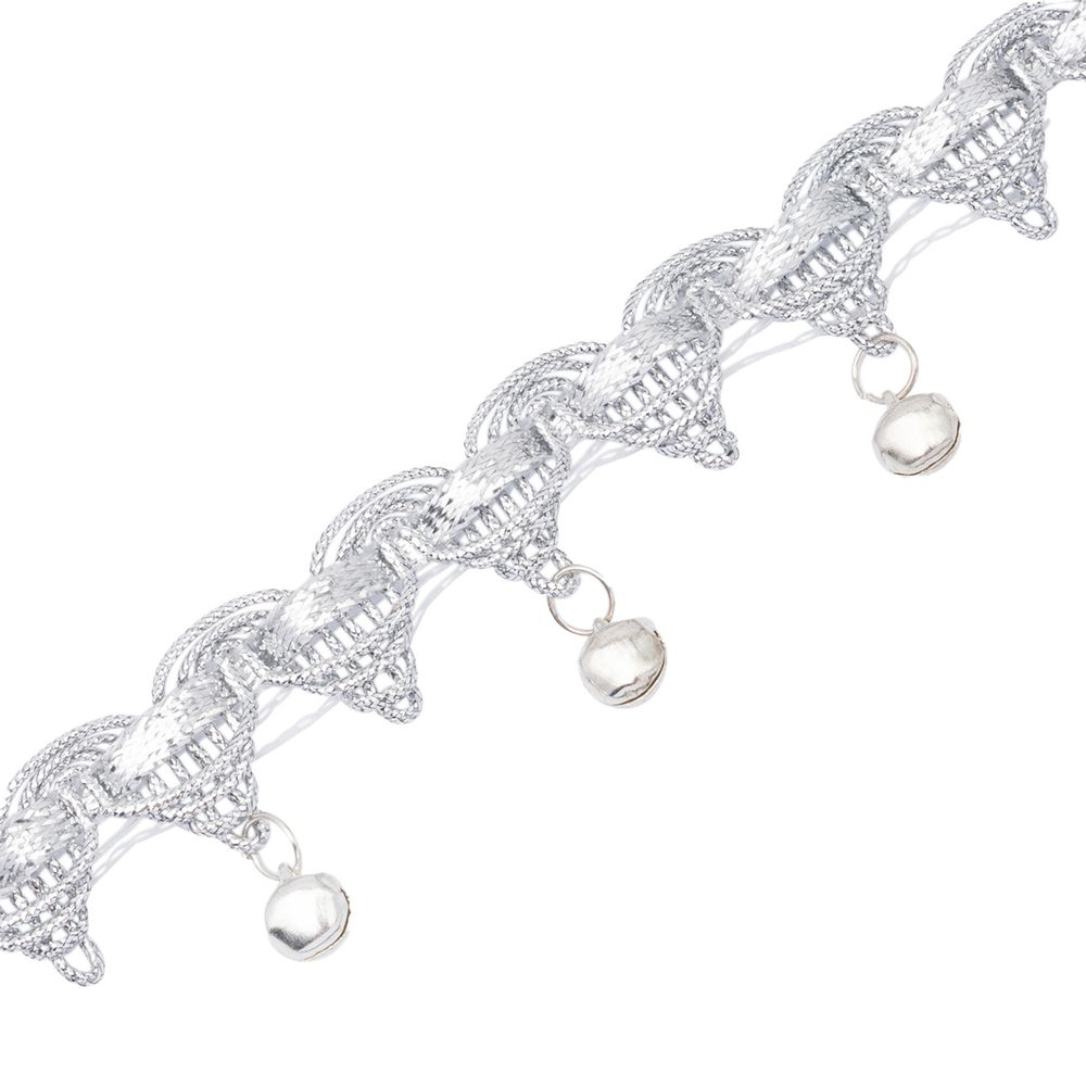 Тесьма металлизированная с бубенчиками 1,5см, 9,14м (серебро)