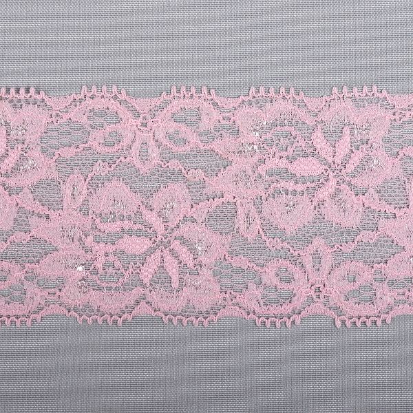 Кружево эластичное (стрейч) 55 мм, 238, цв.04 розовый уп. 25 м, Kruzhevo