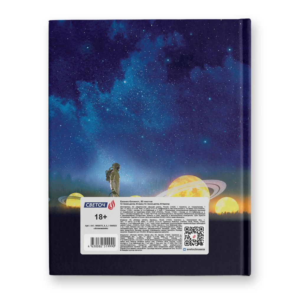 Бизнес-блокнот, матовая ламинация, A5+ 80 л. 22 шт, клетка, Космомания 000923, Светоч 80ББТ5_9_5_1