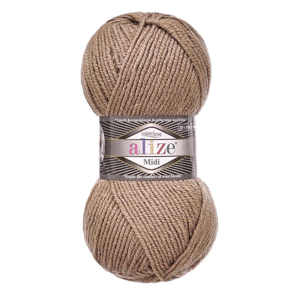 Пряжа Alize (Ализе) Superlana Midi / уп.5 мот. по 100 г, 170м, 991 песочный