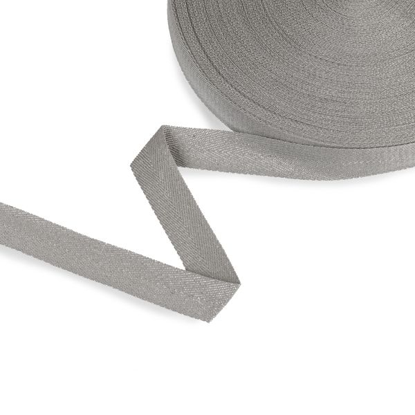 Тесьма (лента) киперная п/э с люрексом 20 мм / 50 метров, св.серый-серебристый/lt.grey-silver, Gamma TPTL-20