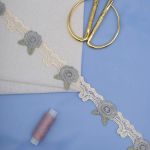 Кружево гипюр (плетёное) 35 мм / 13.7 метров, (интерьерное) голубой, 3AR2338