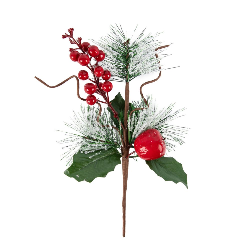 Веточка декоративная хвойная с ягодами 26 см, 3 шт, 01, Blumentag