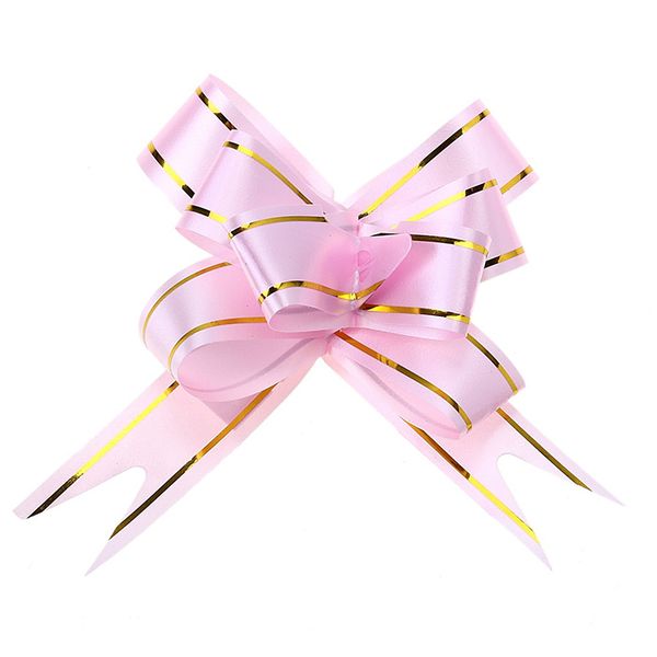 Бант бабочка 1,7х34см, 10 шт в упак, розовый золотая полоса, 10 шт