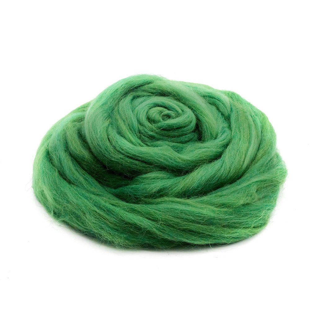 Шерсть для валяния Троицкая п/тонкая 1х100 г (до 29 мкр), 434 зеленый