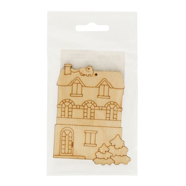 Заготовка из фанеры Подвеска Домик 0.3 см, 04 Домик с елками 7х9, Mr.Carving, ВД-1263