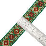 Лента (тесьма) жаккардовая 32.0 мм / 25±1 метров, рис. 9472, (зеленый/красный/желтый) С1853Г17