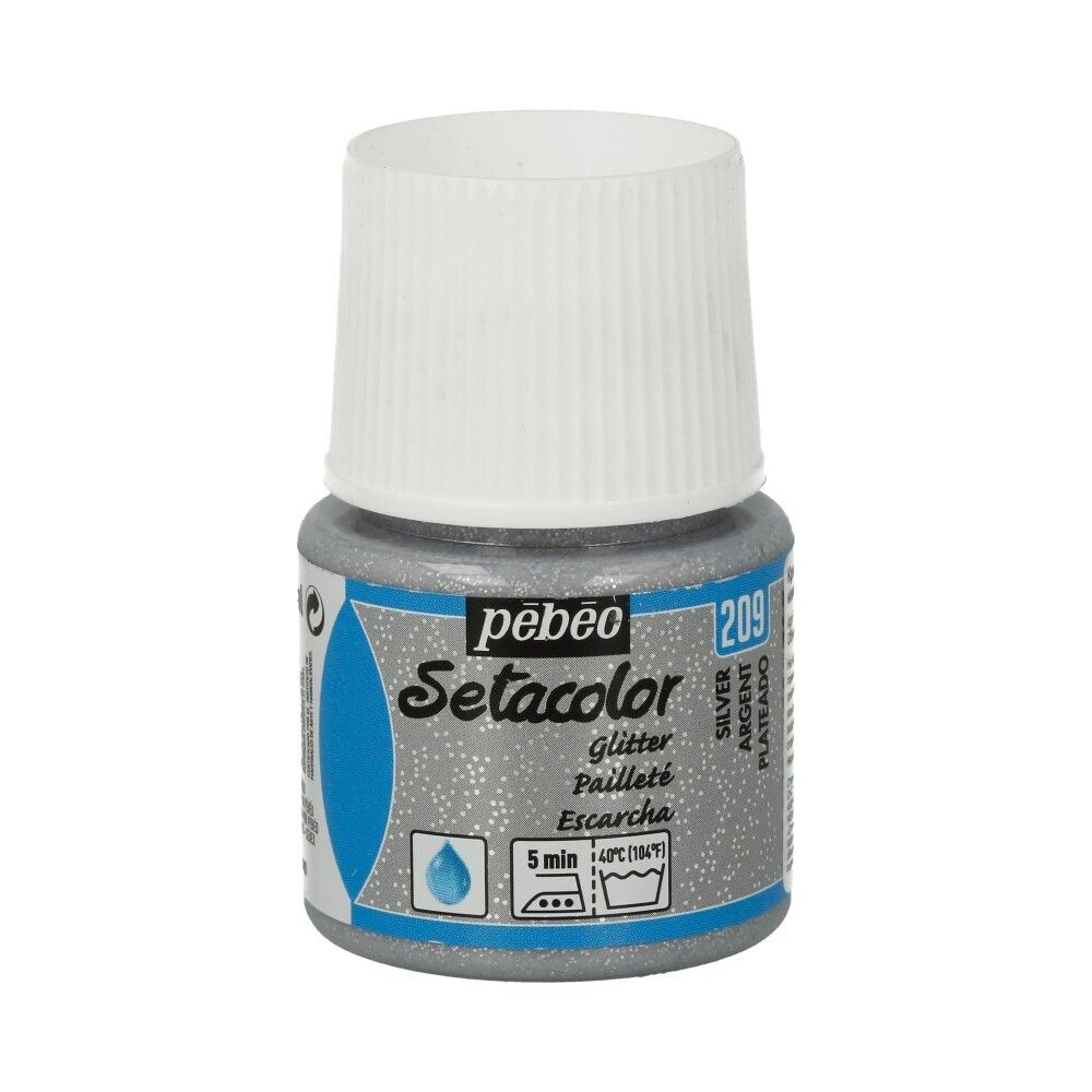 Краска для светлых тканей с микро-глиттером Setacolor 45 мл 329209 серебро, Pebeo