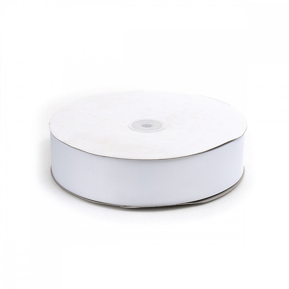 Лента репсовая (в рубчик) 38.0 мм, цв. 029 белый, уп.91.4м