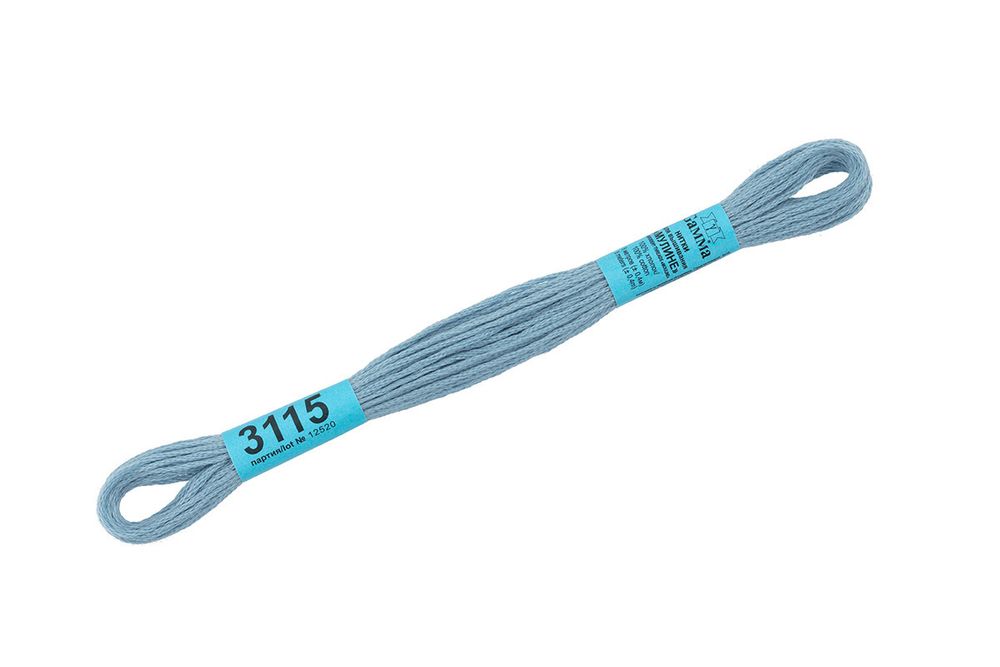 Мулине Gamma 100% хлопок, цв.3115 св.голубой, 24 мотка по 8 метров