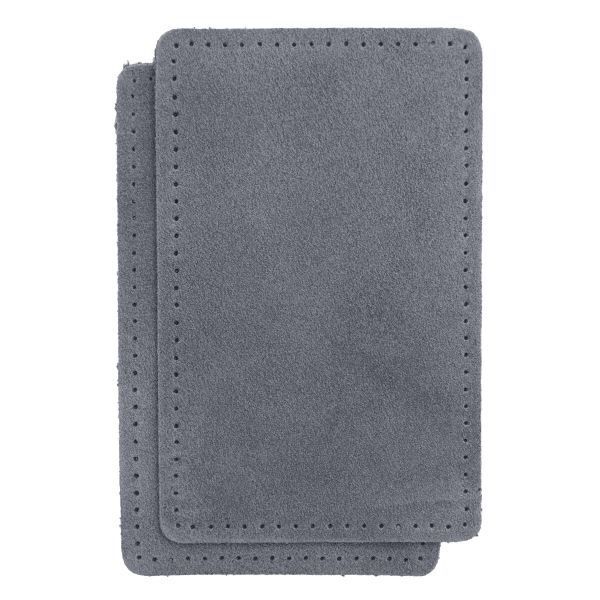 Заплатки пришивные из замши, прямоугольник 8х12,7см с перфорацией, 2 шт, 100% кожа, 26 серый, 59123