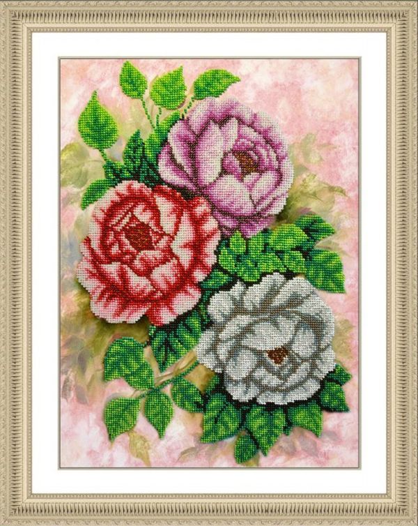 Набор для вышивания бисером Паутинка, Чайные розы 28х38 см