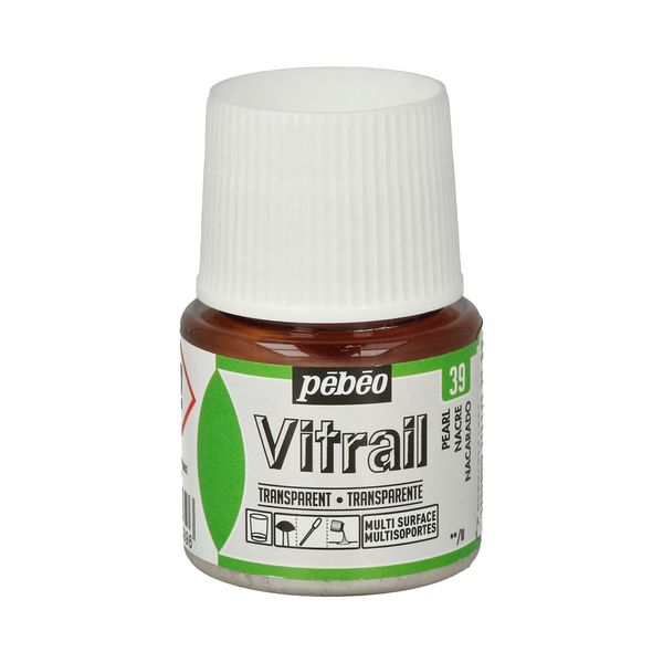Краска для стекла и металла лаковая прозрачная Vitrail 45 мл, 050-039 жемчужный, Pebeo