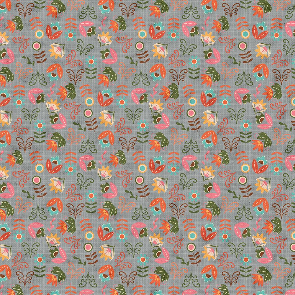 Ткань для пэчворка Peppy Лесные жители, рулон 112 см / 5 метров, ЛЖ-15 серый, Peppy