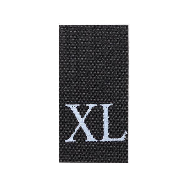 Этикетка-размерник 10х20мм, 100 шт/упак, черный фон/белый шрифт (MN) (XL)