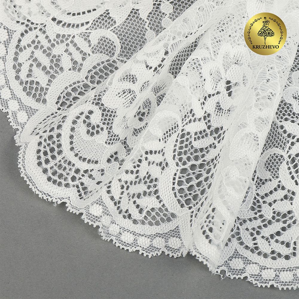Кружево бельевое эластичное 190 мм / 3 м, 6392, цв.004 белый, Kruzhevo