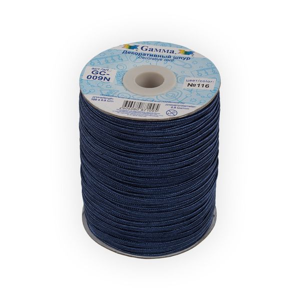 Шнур сутажный ⌀2.5 мм, 100 м, 116 т.синий, Gamma GC-009N