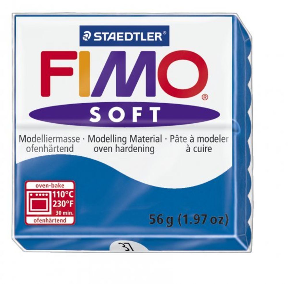 Полимерная глина запекаемая Fimo Soft, уп. 56 гр, цв. синий, 8020-37