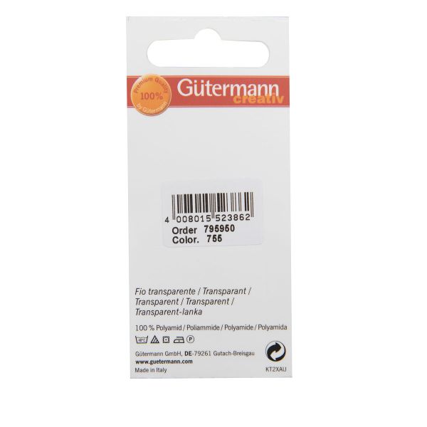 Черная мононить Gutermann Transparent, 200м, черный, 5 кат