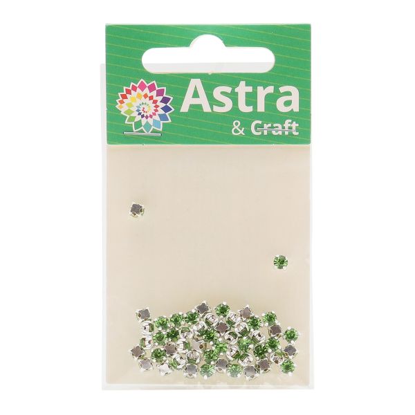 Хрустальные стразы в цапах/серебро, 4мм, 50 шт/упак, Astra&Craft (06 св.зеленый), 4AR159/166