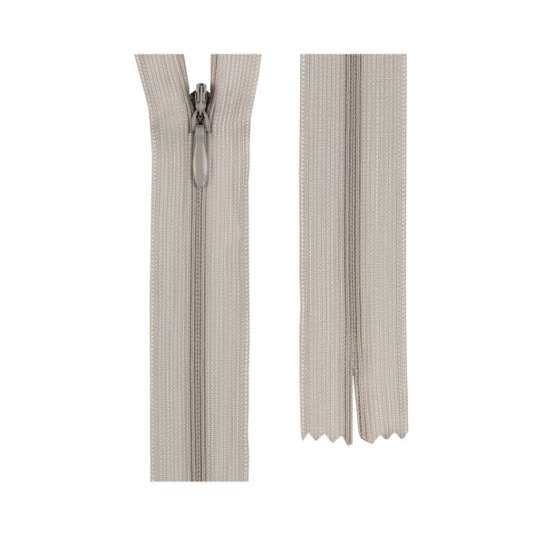 Молния потайная (скрытая) Т3 (3 мм) 1 зам., н/раз., 18 см, пластик, 300 св.серый, G013P Gamma, 10 шт