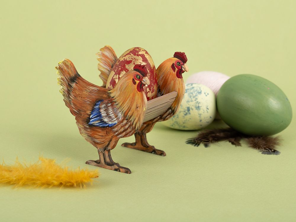 Подставка под яйцо фанера 8.8х5.4х8 см, Курочки, Mr.Carving КЛ-26
