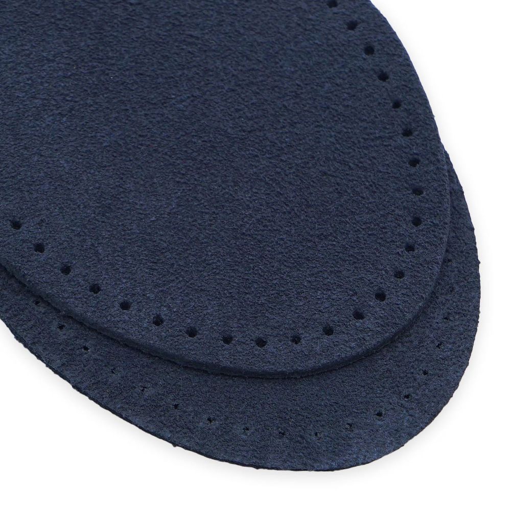 Заплатки пришивные из замши, овал 6х8,2см с перфорацией, 2 шт, 100% кожа, 22 темно-синий, 59114