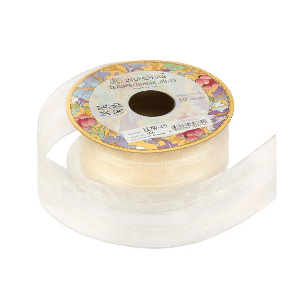 Лента декоративная 40 мм / 10±1 метров, 006 кремовый, Blumentag LRW-45