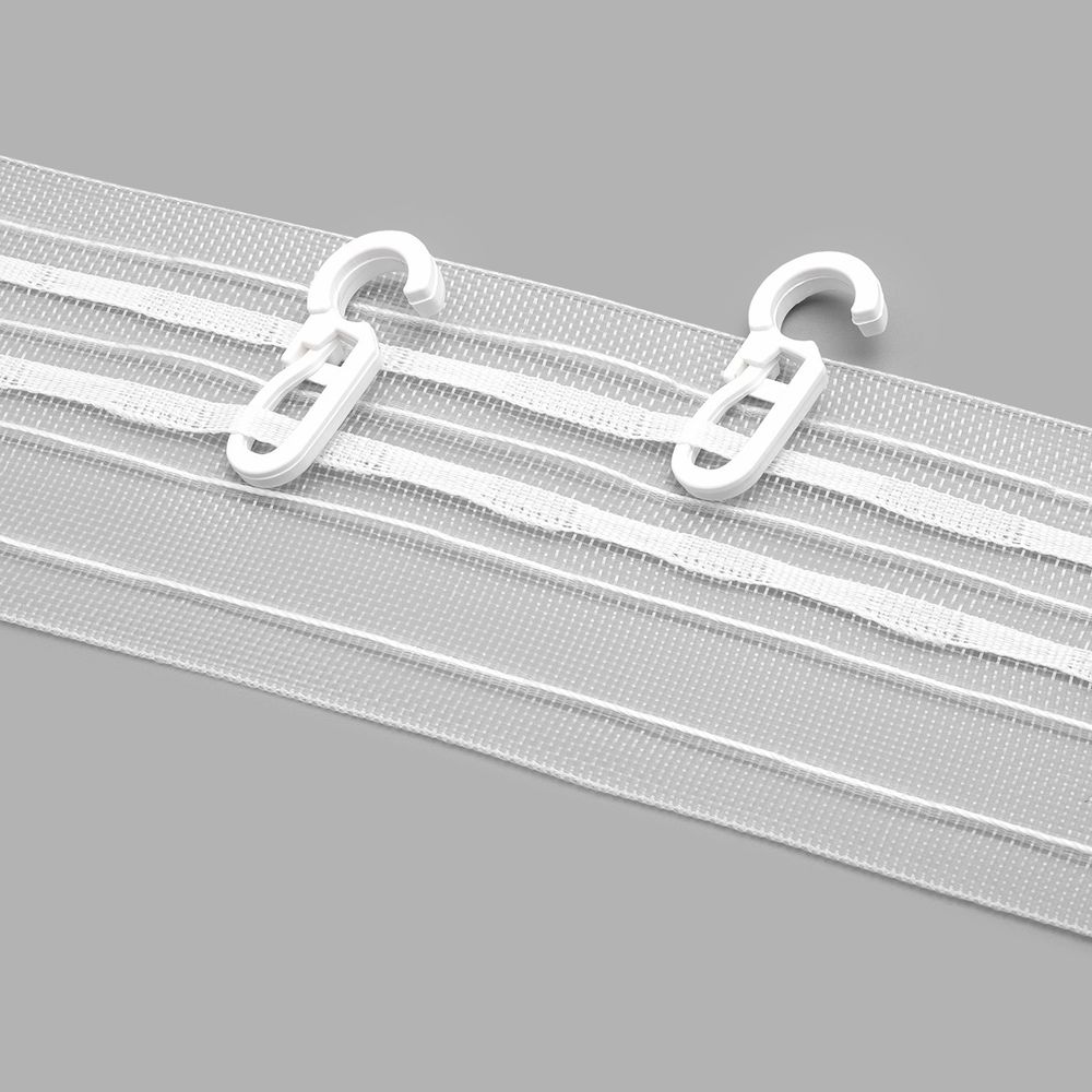 Лента (тесьма) шторная: сборка вафельная (1:2.5) 60 мм / 50 метров, органза