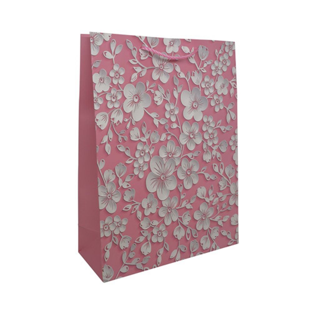 Пакет подарочный ламинированный &quot;Цветы&quot;, 40х30х12см (B-розовый), 3 шт