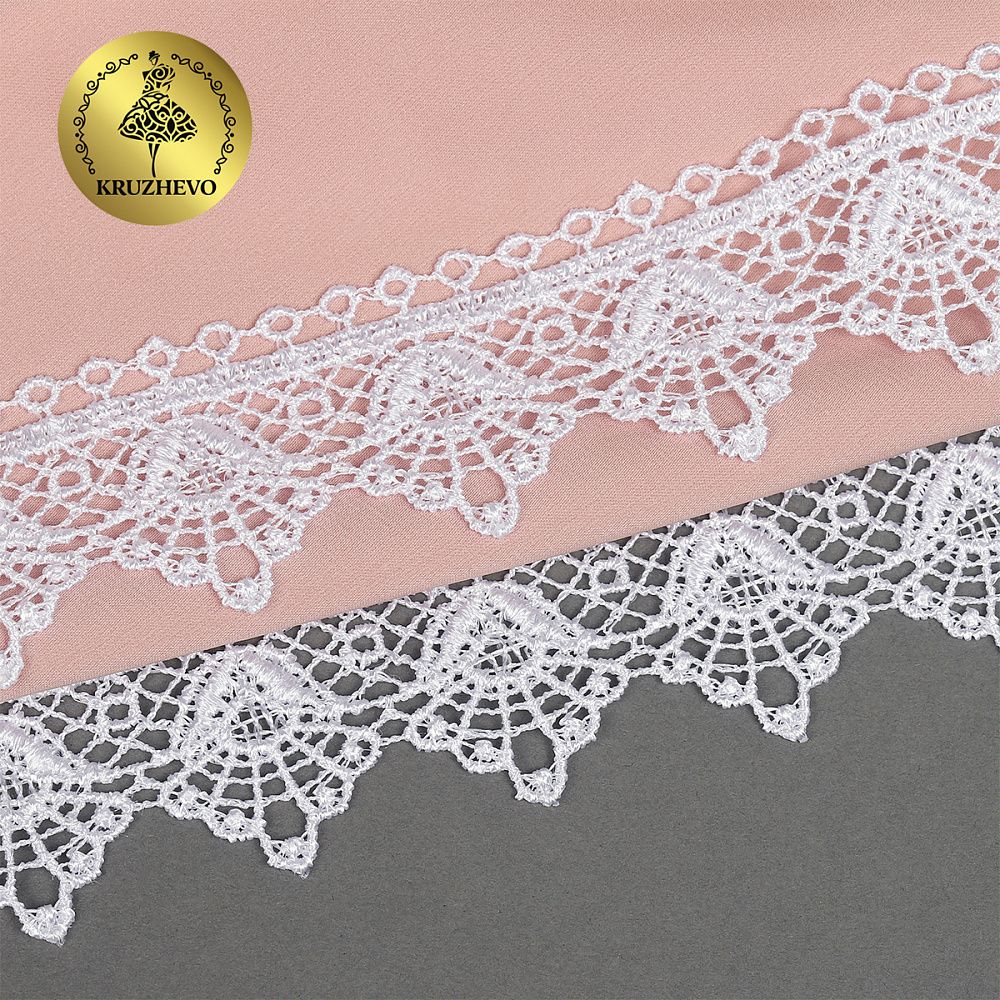 Кружево гипюр (плетёное) 40 мм, TR.4G8084, цв.01 белый, уп.9м, Kruzhevo
