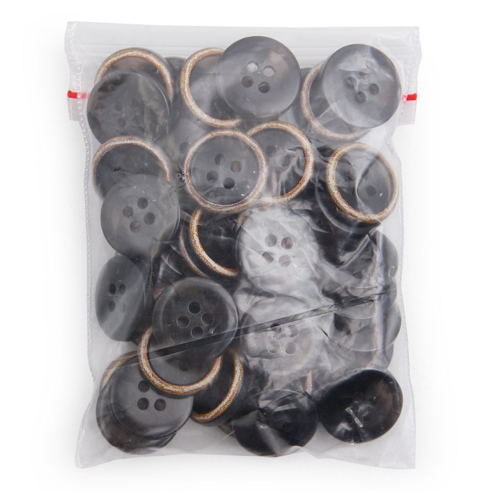 Пуговицы 4 прокола 24L (15мм), (Black (черный)), 48 шт, S090161