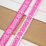Лента (тесьма) жаккардовая 33.0 мм / 7 метров, бело-розовый, 22821