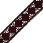 Лента (тесьма) жаккардовая 33.0 мм / 7 метров, бордо/серебро, (11824)