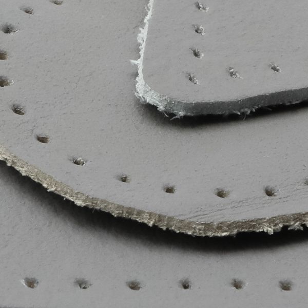 Набор заплаток пришивных из кожи, круг, квадрат, треугольник, овал 4см, с перфорацией, 4 шт (07 серый), 9703