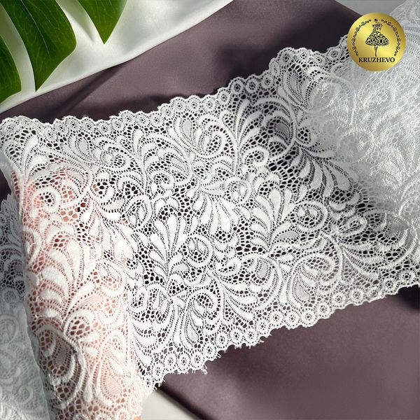 Кружево бельевое эластичное 180 мм / 20 м, 240, цв.1 белый, Kruzhevo