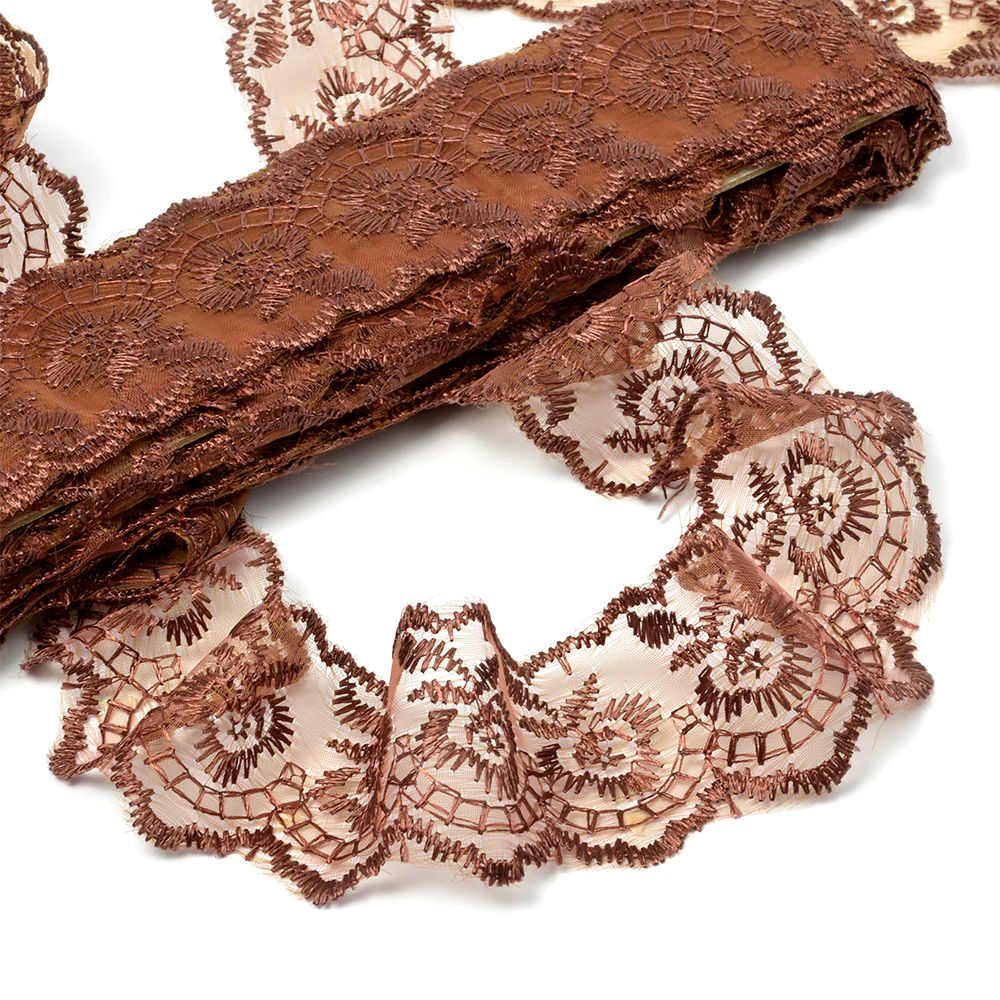 Кружево капроновое 45 мм / 9.14 м, TBS.30010 цв.142 (158) коричневый, Kruzhevo