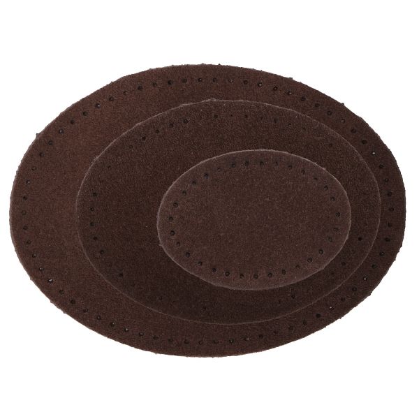 Набор заплаток пришивных из замши, овал 4х5,5см, 6х8,2см, 8х10,9см, с перфорацией, 3 шт (21 темно-коричневый), 59404