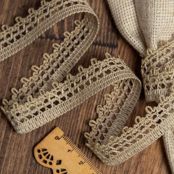 Кружево вязаное (тесьма) 19 мм / 10 метров, 60003/10Т цв.071 льняной, Kruzhevo