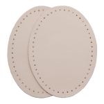 Заплатки пришивные из кожи, овал 6х8,2см с перфорацией, 2 шт, 100% кожа, 06 бежевый, 9114