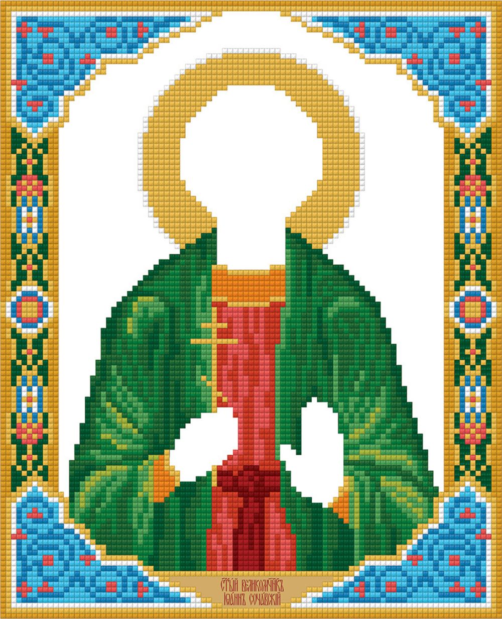 Алмазная (кристальная) мозаика Фрея, Икона святого великомученика Иоанна Нового Сочавского, 27х22 см